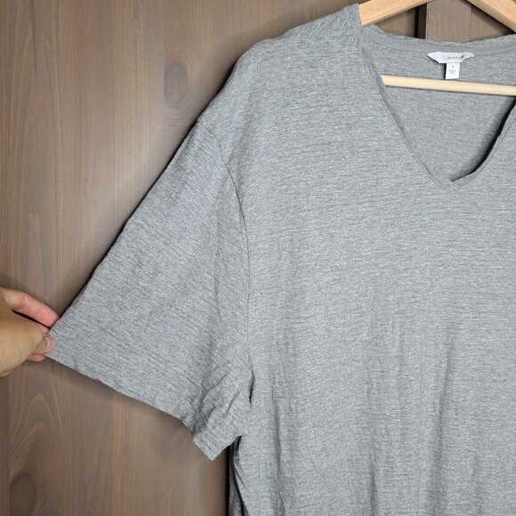 Calvin Klein Shirt Mens Extra Large Gray V-neck Short Sleeve Cotton Casual Basic - Picture 3 of 11